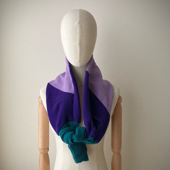 joodito cashmere merino sweater wrap scarf boro patchwork purple lavender green - Picture 3 of 11